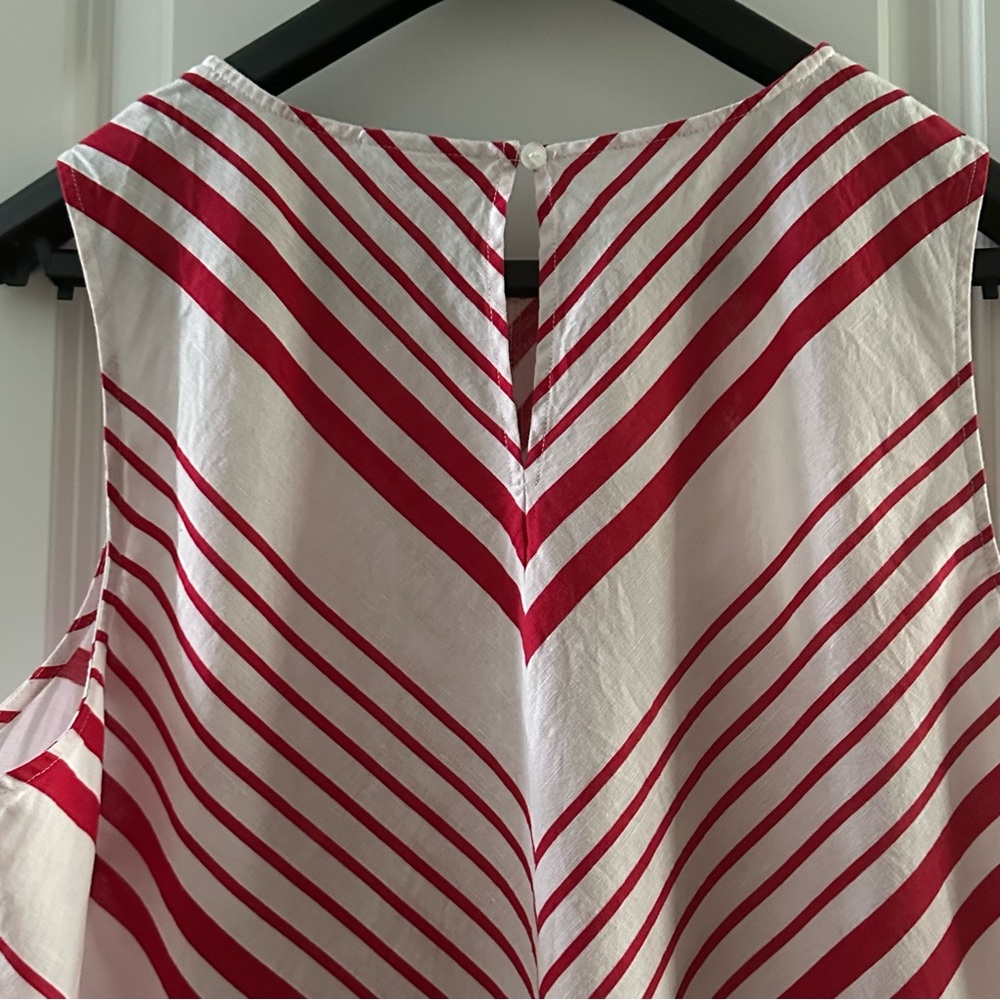 Liz Claiborne Red & White Striped A-Line Sleeveless Dress 1X Linen Blend - Picture 8 of 8